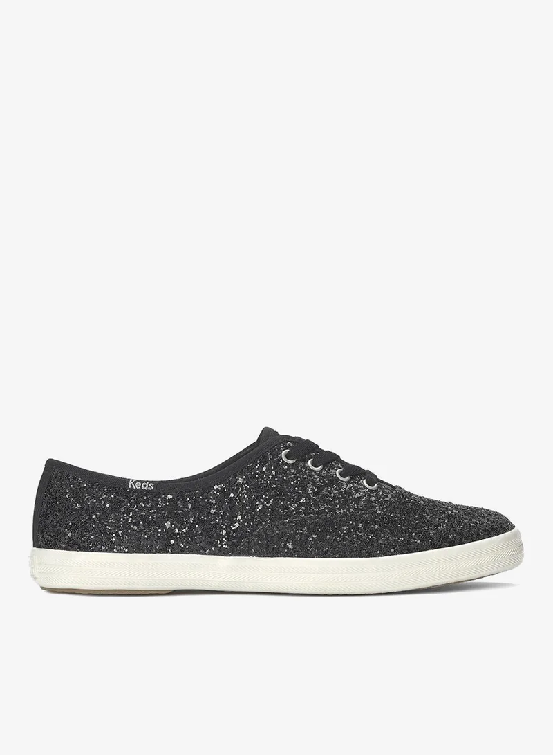 Keds Keds Women's Champion Lace Up Glitter Textile Casual Sneaker Black